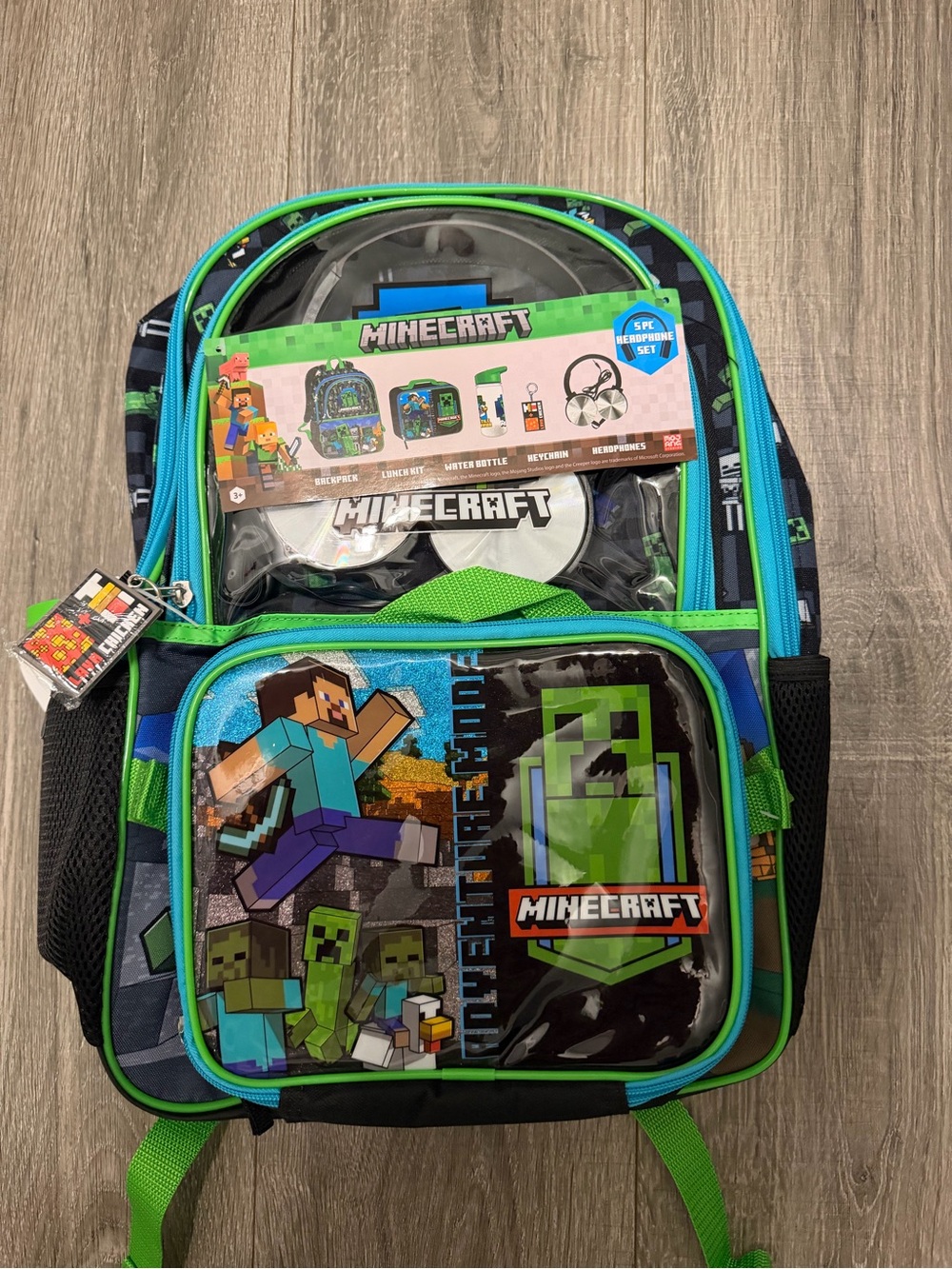 Minecraft Kids Backpack - Green & Blue Character Pack
